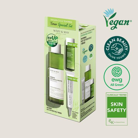 [Mary&May] Vegan CICA Tea Tree Toner Special Set (200ml+30ml+Eye cream 12g)